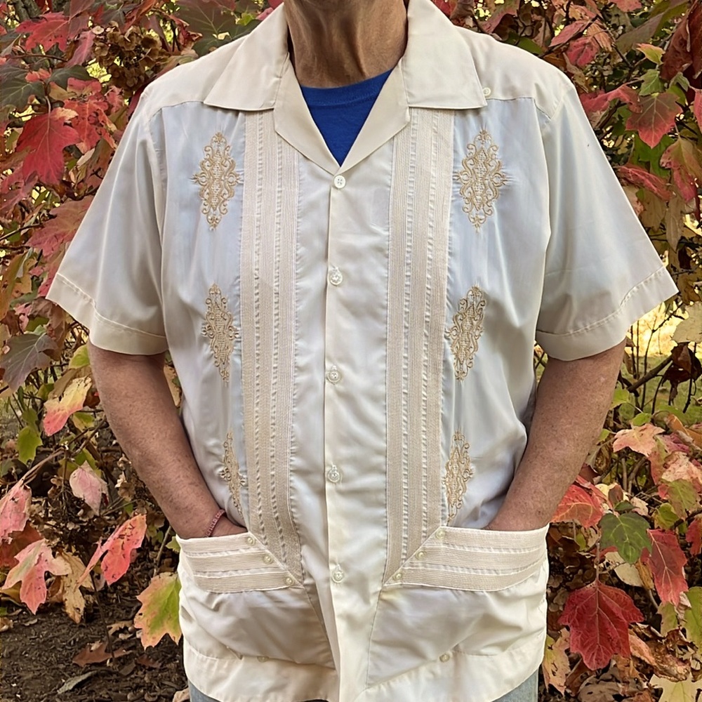 Vintage Continental Guayabera handsome detailed shirt XL